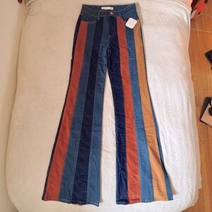 Altar’d State Boho Festival Striped Flare Jeans
